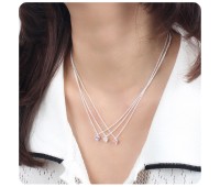 Beautiful Crystal Heart Necklace Silver SPE-1297-5